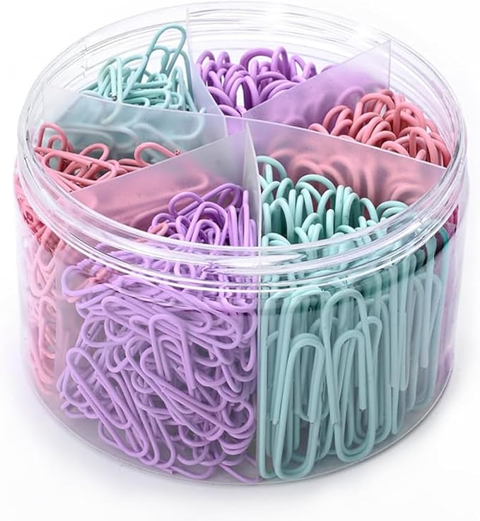 Macaron Colored Paper Clips, Large Small（1.1 inch & 2 inch） Paperclips by Teackbd