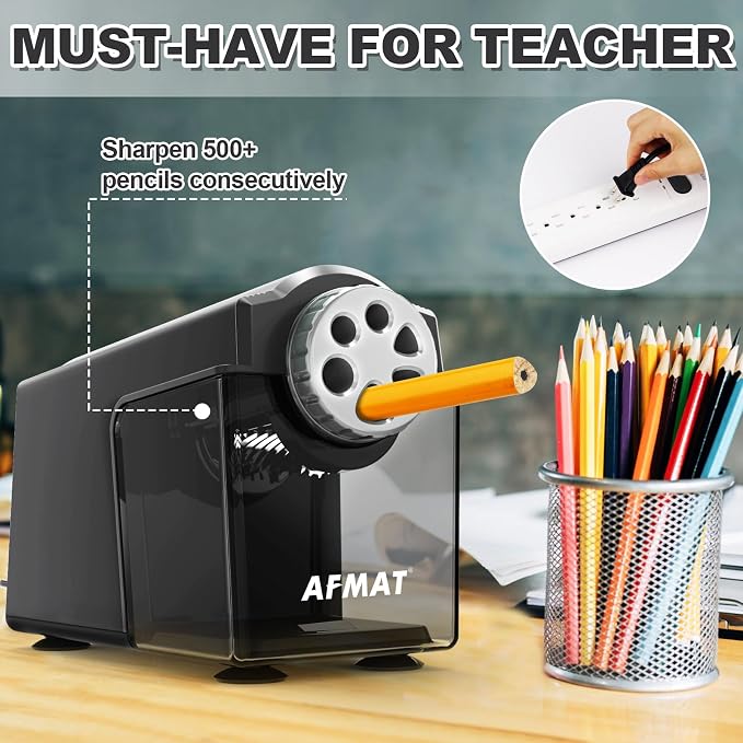 AFMAT Electric Pencil Sharpener Heavy Duty, 6-Hole Classroom Pencil Sharpener - Image 5