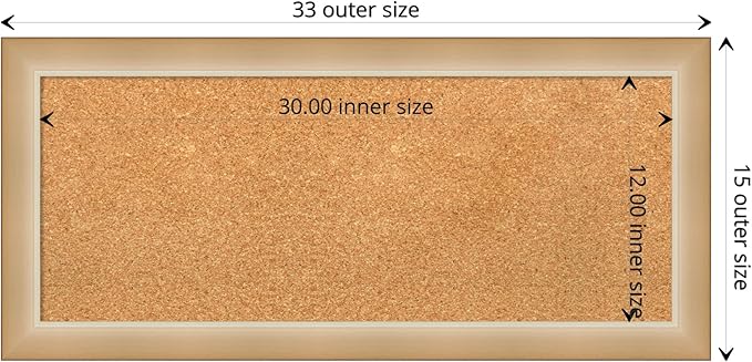 Amanti Art Natural Cork Board for Wall, 15x33 Vision Board with Gold Frame, Medium Corkboard Office Decor for Home Organization, Modern Contemporary Corkboard Pinboard to display items for home-DeskLoop Office