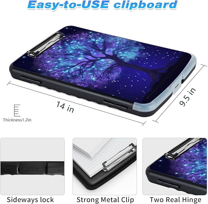 Clipboard with Storage, High Capacity Fluorescent Tree Storage Clipboard 9.5x14 - Image 3