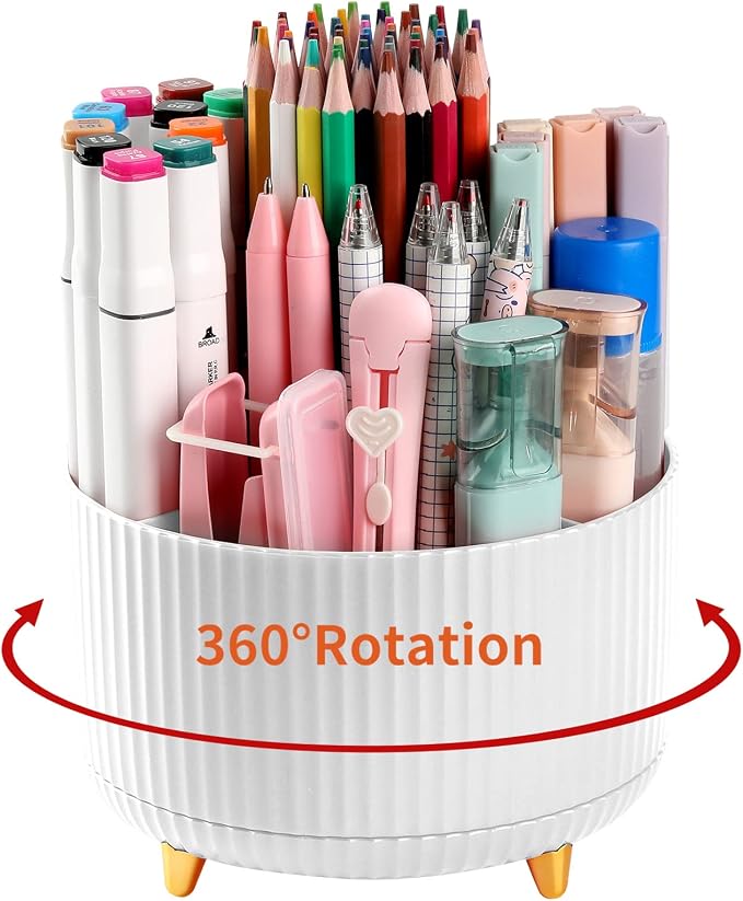Desk Pencil Pen Holder, 5 Slots 360°Degree Rotating Pen Organizers by EDENMS