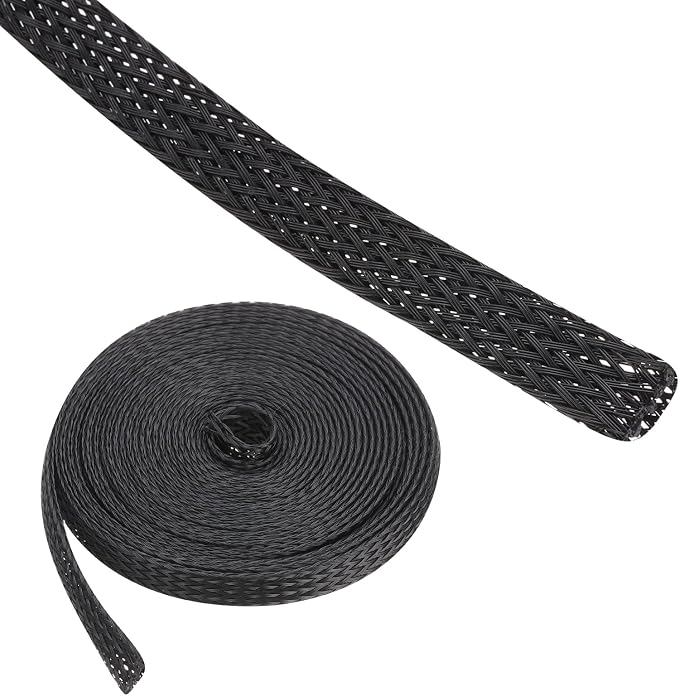 10ft PET Expandable Wire Loom 1/4 Inch, PET Braided Wire Sleeving Cable by Rebower
