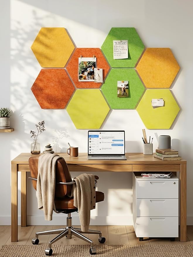 8 Pack Hexagon Felt Bulletin Board Tiles - Image 8