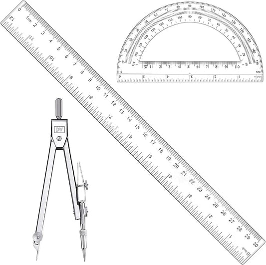 3 Pcs Plastic 12 Inch Ruler, Durable Transparent Drawing Measuring Rulers by Unknown