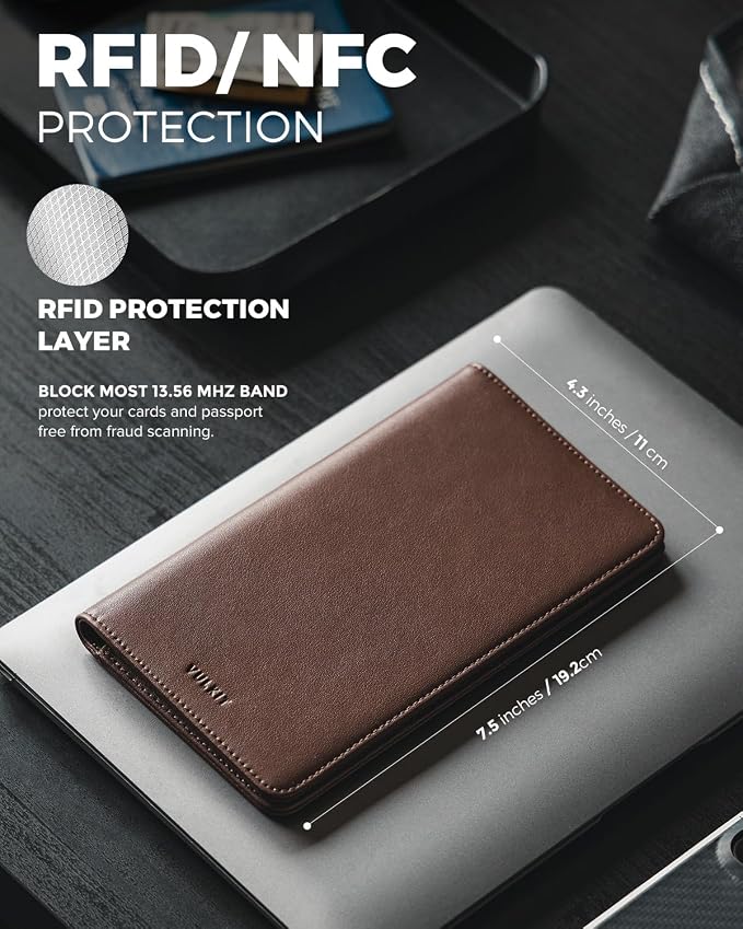 VULKIT Passport Holder Wallet RFID Blocking Travel Wallet - Image 3
