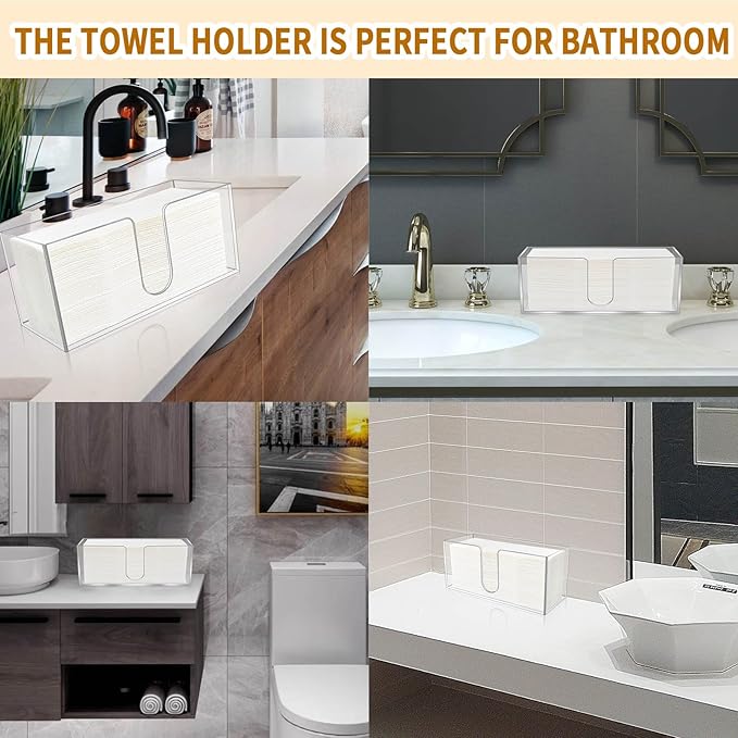 1Pack Acrylic Countertop Paper Towel Holder, Paper Towel Dispenser Countertop/Acrylic Napkin Holder(5mm Acrylic) C-fold or MultiFold Trifold Paper Towels for Bathroom, Kitchen,Restaurant (1)-DeskLoop Office
