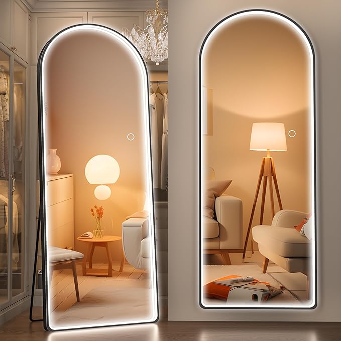 Hasipu 65" x 22" Led Mirror, Full Length Mirror with Lights, Arch Design, Wall Mounted, Modern Style-DeskLoop Office