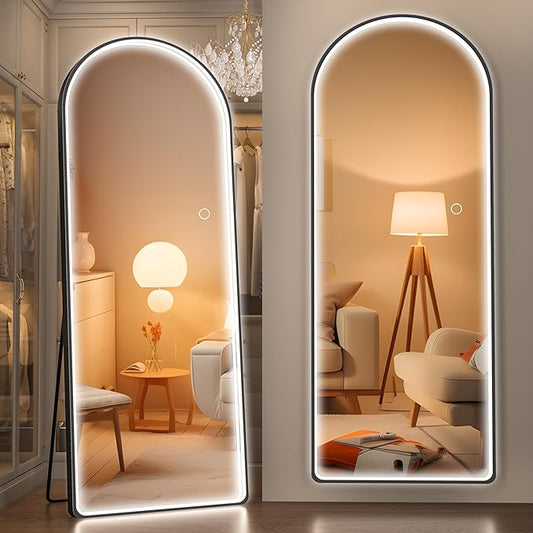 Hasipu 65" x 22" Led Mirror, Full Length Mirror with Lights, Arch Design, Wall Mounted, Modern Style-DeskLoop Office