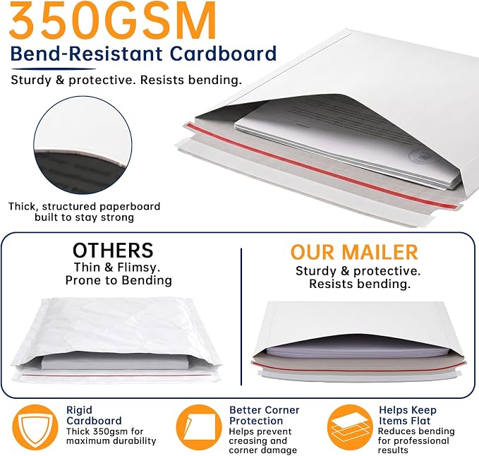 100 Pack 13.5 x 10 Inch Rigid Mailers, Art Prints, Certificates, Small Business - Image 3
