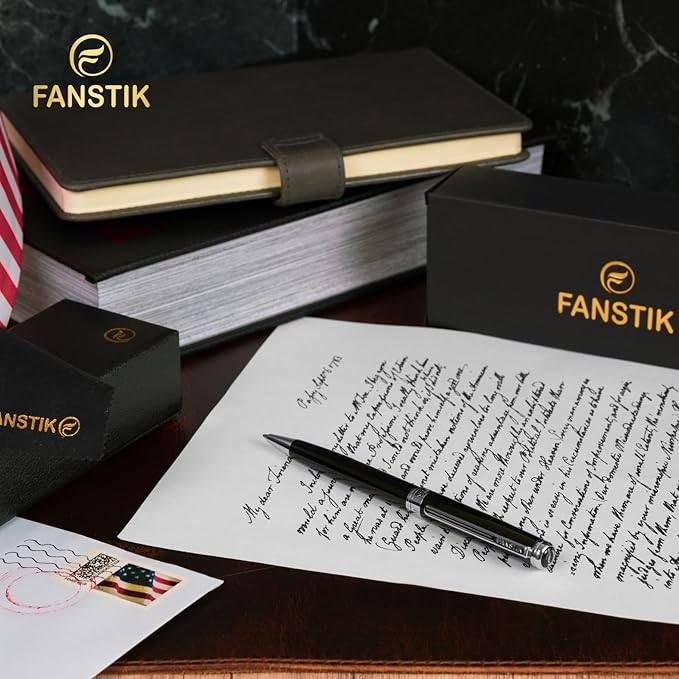 Customized Black & Silver Luxury ballpoint pen (Made In USA) fancy gift set for women, Chrome Finish, Professional executive pen gift set for men (Lux Custom-BallPoint Black-Silver)-DeskLoop Office