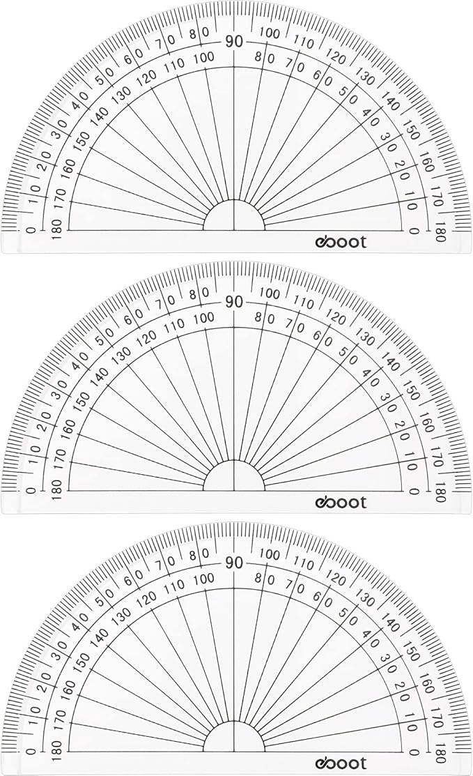Zonon 3 Pcs 4 Inch Clear Plastic Protractor Bulk Math Protractors Set 180 Degrees Geometry Drafting Tools for Classroom Industry Office Back to School Supplies-DeskLoop Office