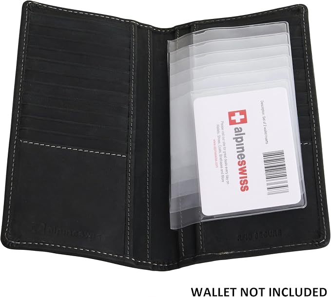 Alpine Swiss Set of 2 Checkbook Plastic Insert 6 Page Card Holder Picture Window - Image 2