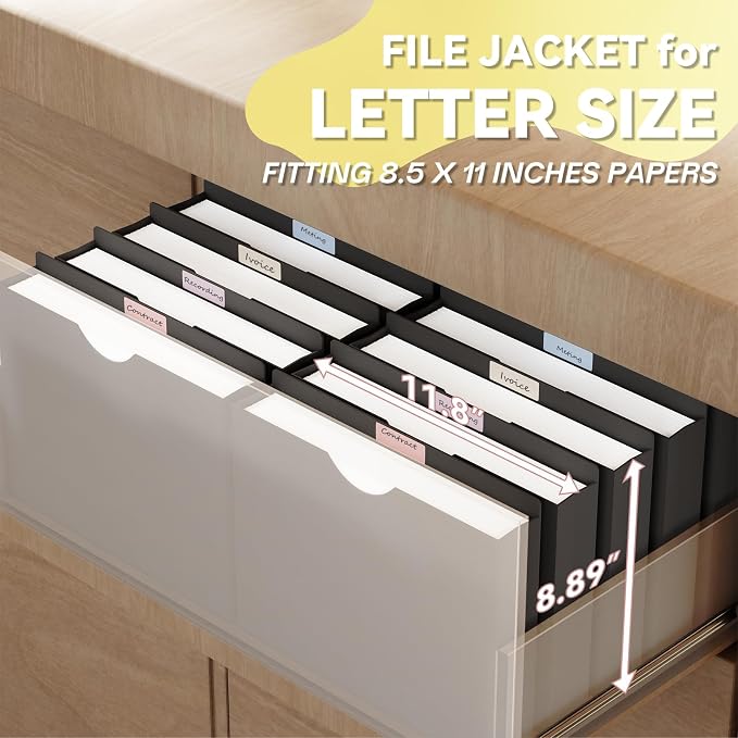 Plastic 2 Inch File Jackets Letter Size, 12 Pack Reinforced Manilla Pocket - Image 3