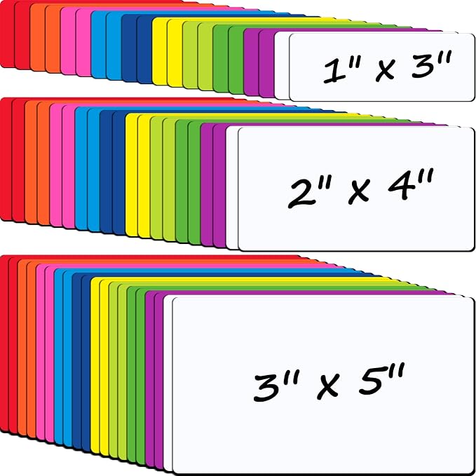 Mimorou 60 Pack 10 Colors Dry Erase Magnetic Labels 3x5 in, 2x4 in, 1x3 in by Mimorou