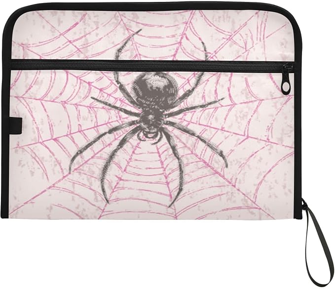 Black Spider on Pink Web Accordion File Organizer Expanding Document Folder - Image 7