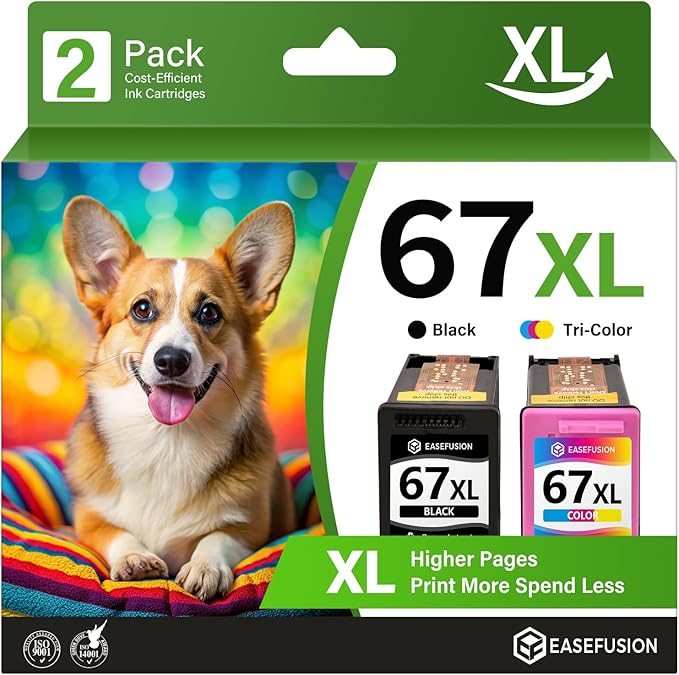 67XL Ink Cartridges Black Color Combo Pack Replacement for HP Ink 67 HP67XL 67 XL Compatible with DeskJet 2755e 2700 2700e 4155e 4100 Envy 6000 6055e 6455e Printer-DeskLoop Office
