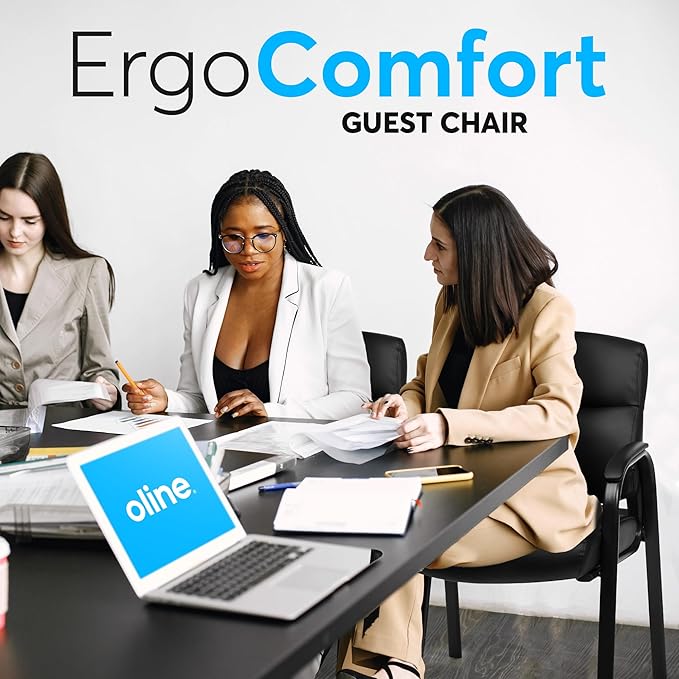 Oline Leather Guest Chair with Padded Arms, Reception Meeting Conference Waiting Room Lobby Home Desk Big and Tall Executive Office Chair, Black (4 Pack)-DeskLoop Office