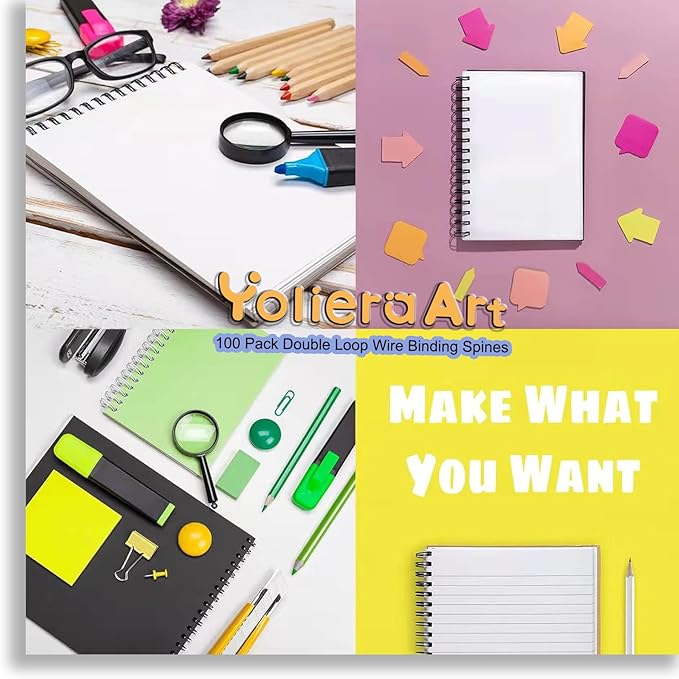 3:1 Pitch Double Loop Binding Wires, YolieraArt 100 Pack Spiral Spine Bindings, 9/16 Inch Wire Twin Binding for Book Binder Machine,Students and Coworkers (120 Sheet Capacity, 100P, White)-DeskLoop Office