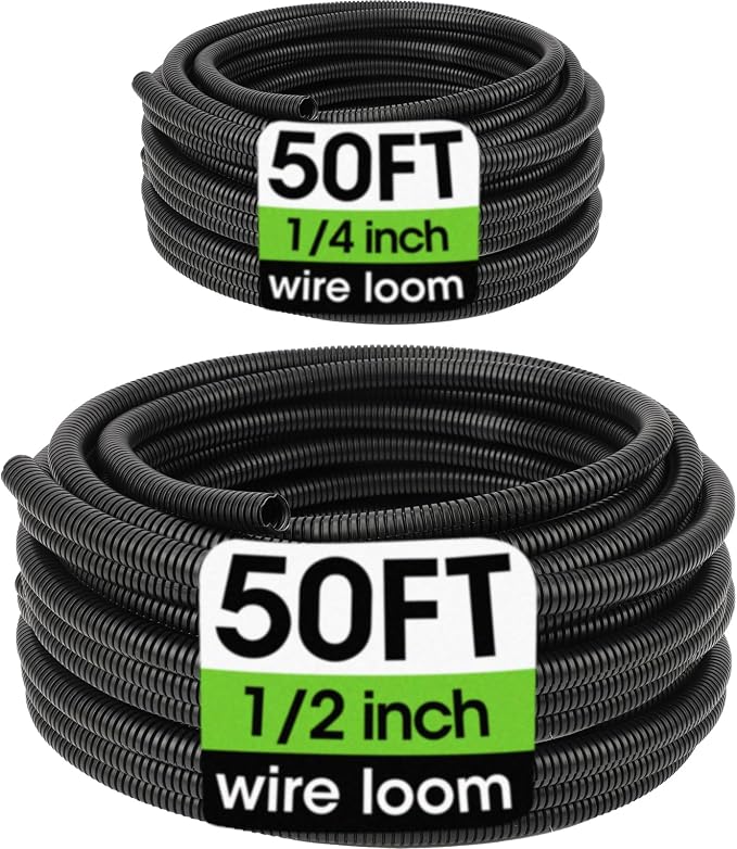 Wire Loom 1/4", 1/2 Inch x 50 FT, Split Wire Loom Tubing Wire Conduit, Cable by YesBes