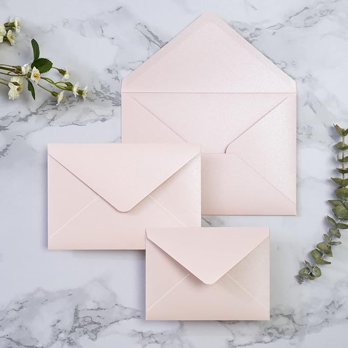 PONATIA 50 Pack A1 Envelopes, 3.62 x 5.2'' Blush Pink Envelopes Perfect - Image 5