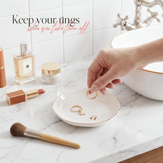 Ceramic Jewelry Tray, Personalized Initial Jewelry Dish - Image 5