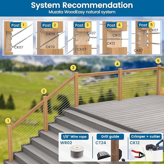 Muzata 100PCS Stainless Steel T316 Protective Sleeves Cable Railing Kit - Image 6