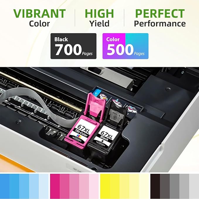 Hp Ink 67 & 67XL HP Printer Ink - Black Color Combo Pack for Hp 67 Ink Cartridges, HP 67XL Ink, DeskJet 2855e 2755e 2700 2700e 2800e 4155e 4255e 2827e 4100e 4227e, Envy 6055e 6000 6400 6455e Printer-DeskLoop Office