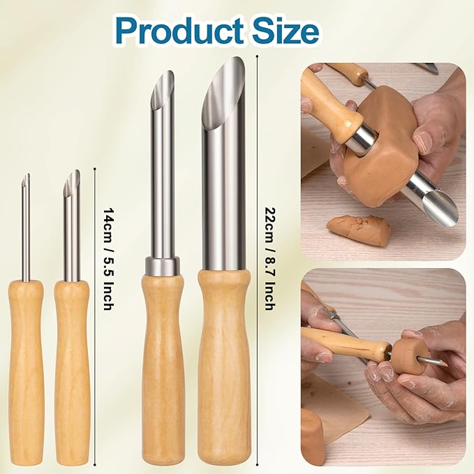 Amrules Clay Tools Kit, Wooden Handle and Stainless Steel Sculpting Tools Kit - Image 2
