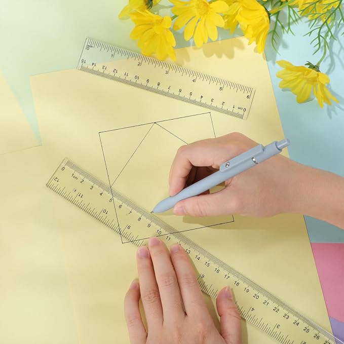 EBOOT 2 Pieces Plastic Ruler Straight Ruler Plastic Measuring Tool 12 Inches - Image 5