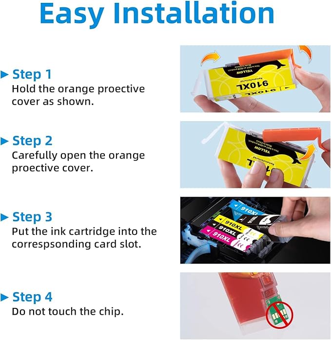 910XL Ink for 910XL Ink Cartridges Combo Pack Replacement Work with OfficeJet 8015e 8022e 8010 8022 OfficeJet Pro 8025e 8028e 8035e 8020 8025 8028 8030 8035 Printers 4 Pack (Black Cyan Magenta Yellow)-DeskLoop Office