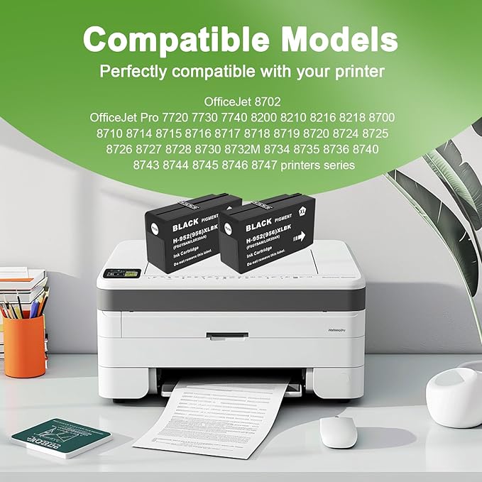 952XL Black Ink Cartridges with Upgrade Device Replacement for HP 952XL Black Ink Cartridges for HP Officejet Pro 7740 8720 8710 8210 8715 8740 8702 8730 8725 Printers (952XL BK High-Yield 2 Packs)-DeskLoop Office