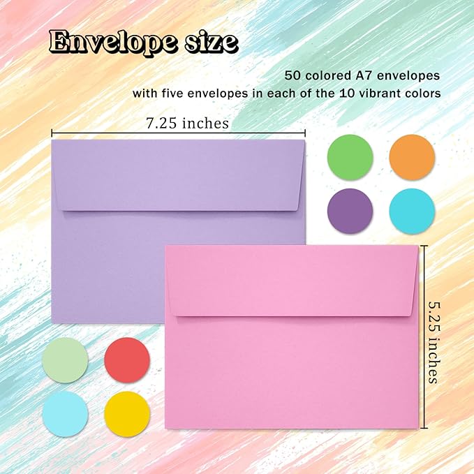 Slapaflife 50 Pack 5x7 Envelopes, 5x7 Colored Self-Seal Envelopes - Image 2