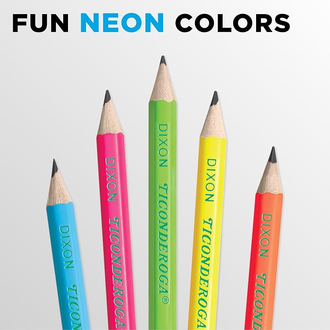 Ticonderoga Wooden Pencils, Pre-Sharpened #2 HB Soft, Neon Colors - Image 5