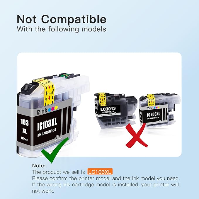 E-Z Ink Compatible Ink Cartridge Replacement for Brother LC-103XL LC103XL LC103 XL LC103BK High Yield Compatible with DCP-J4110DW DCP-J152W MFC-J285DW MFC-J870DW MFC-J245 MFC-J4310DW (2 Black)-DeskLoop Office