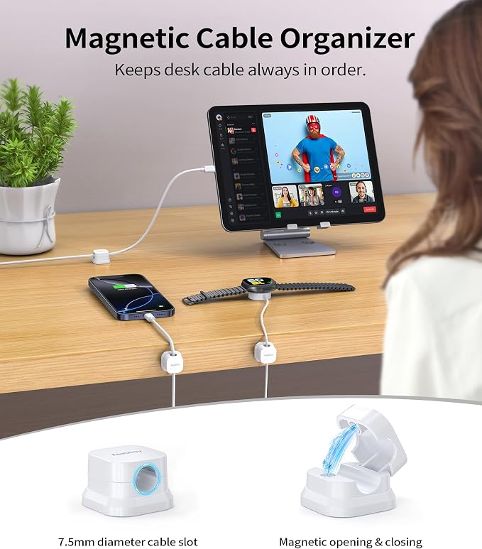 9 Pack Magnetic Cable Clips Cord Holder, Desk Cable Management Accessories - Image 3
