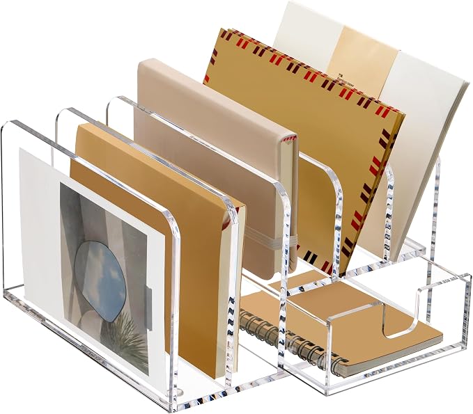 SANRUI Desk Organizers and Accessories, Acrylic Mail Organizer Countertop - Image 9