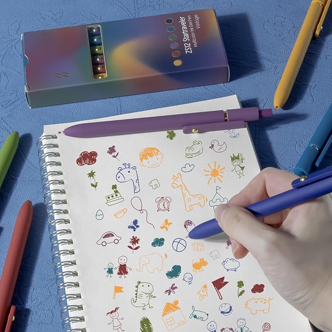 Colorful Pens, 6 Pcs Colored Pens Fine Point Smooth Writing Pen, 0.5mm Colored Ink Gel Pen for Journaling Note Taking Writing, Office School Supplies Gifts for Women (6 Pcs Gold Vintage)-DeskLoop Office