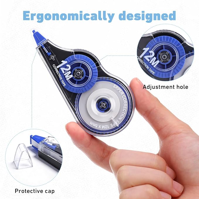 AmazingSpark 100 Pcs White Correction Tape Bulk, 39.4 Ft, Tear-resistant Easy - Image 3