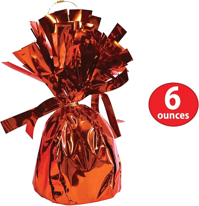 Beistle Orange Metallic Balloon Weights, 12 Pack, 6-Ounce Balloon Anchors | - Image 2