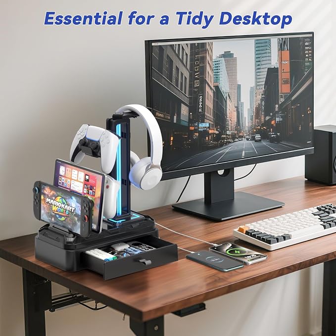 KDD Headphone Stand with USB A&C Charger Ports - Image 8