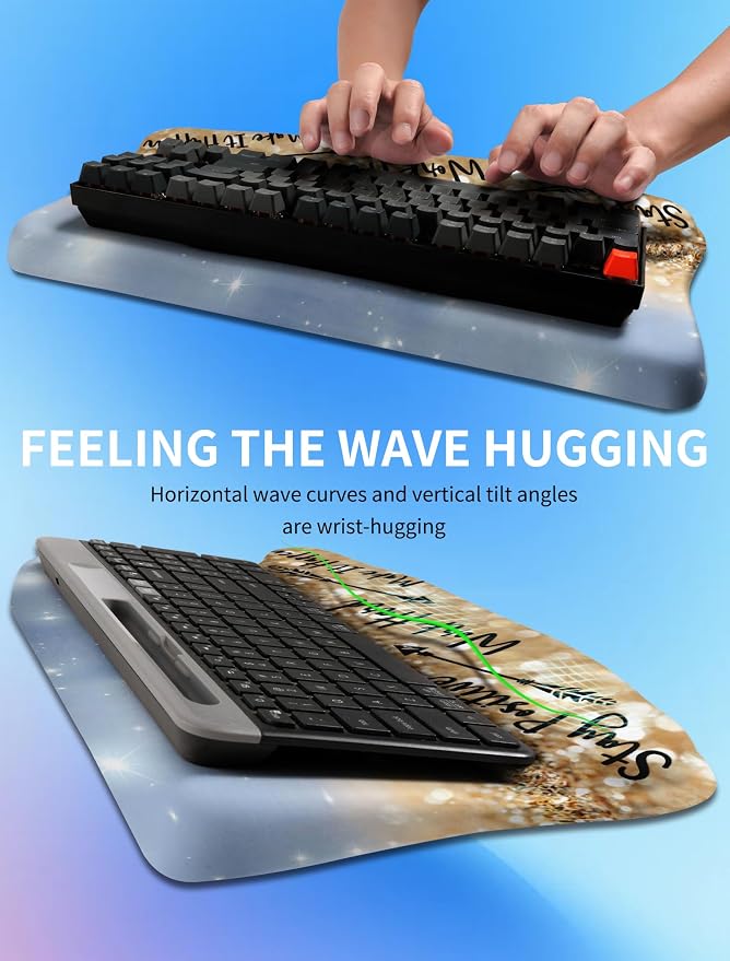 Ergonomic Wave Wrist Rest with Keyboard Stand, Cushioned Palm Rest, Comfortable - Image 4