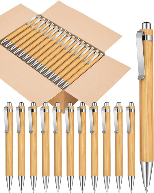 250pcs Bamboo Pens Bulk Wooden Bamboo Pens Engraving Wooden Ballpoint Pen Customizable Gift Pen Bulk