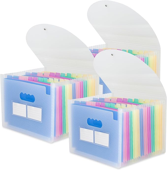 Accordion File Organizer, 3 Pack 24 Pockets Expanding File Folders, Portable by MAIMIS
