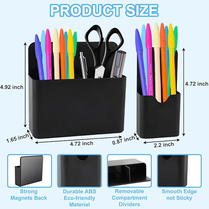 KITANIS Magnetic Pen Holder, 2 Pack Magnetic Dry Erase Marker Holder - Image 2