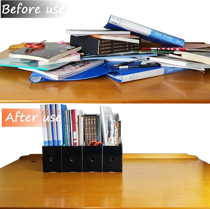 Limitliho 24 Pack Black Cardboard Magazine Holder, Sturdy Book Bins - Image 5
