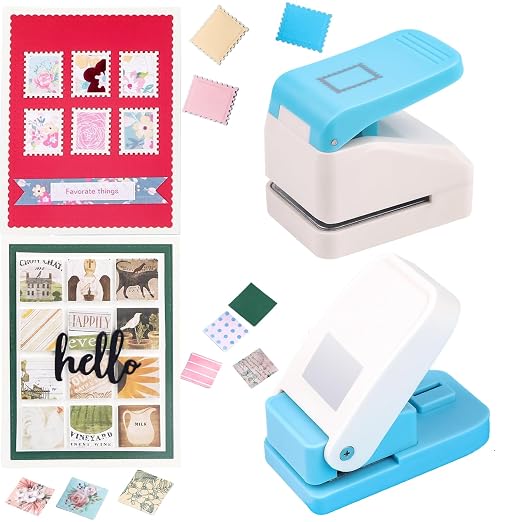 2 Pcs Paper Punch | 1 inch Square Punch | 1.1X0.9 inch Embossing Postage Stamp by CYFUNDESIGN