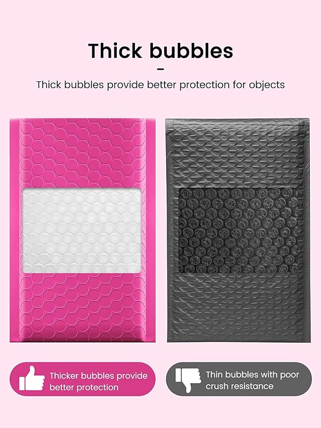 GSSUSA Pink Bubble Mailers 4x8 100 Pack, Self Seal Padded Envelopes | Usable - Image 4
