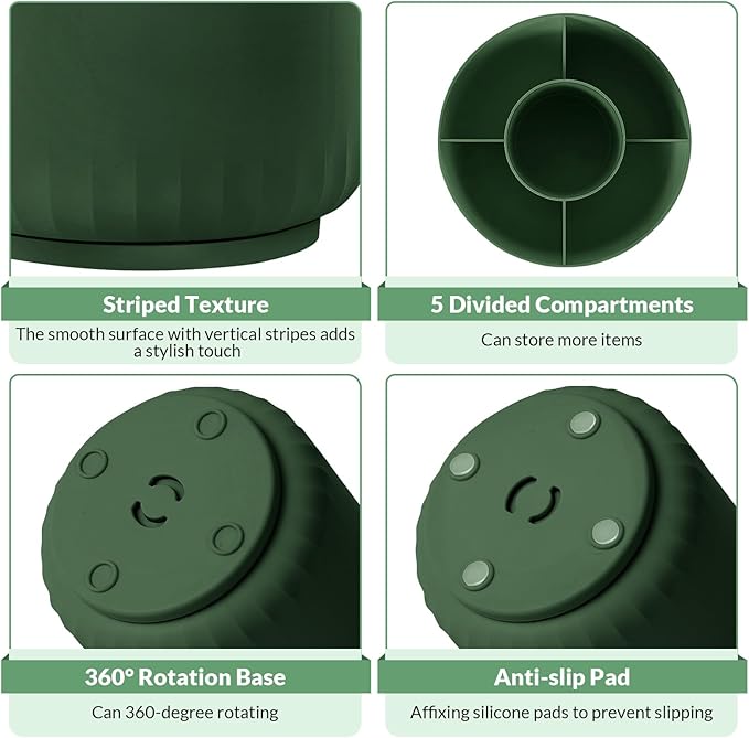 SKYDUE 360 Degree Rotating Desk Organizer, Dual-Purpose Pencil Pen Holder for Desk, Rotating Pencil Cup with Stickers, Office Supplies, Desk Decor for Office, School, Home-DeskLoop Office