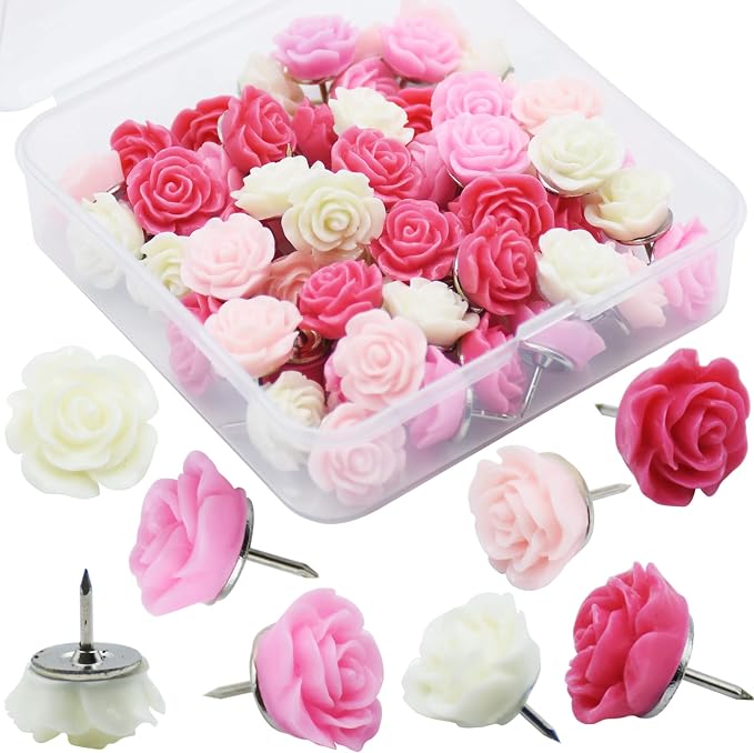 YOUDEFUL 60Pcs Decorative Pushpins, Cork Board Tacks, Bulletin Board Tacks by YOUDEFUL
