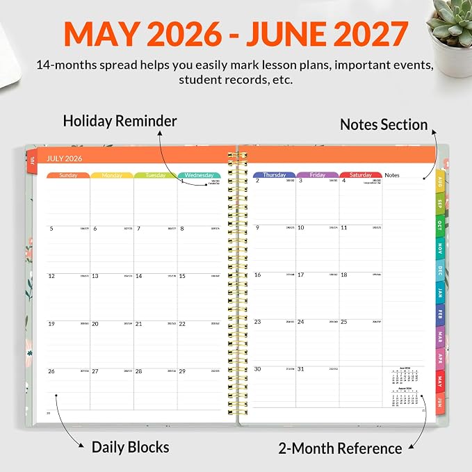 SUNEE Teacher Planner 2026-2027 Academic Year, Lite Lesson Planner Book - Image 3
